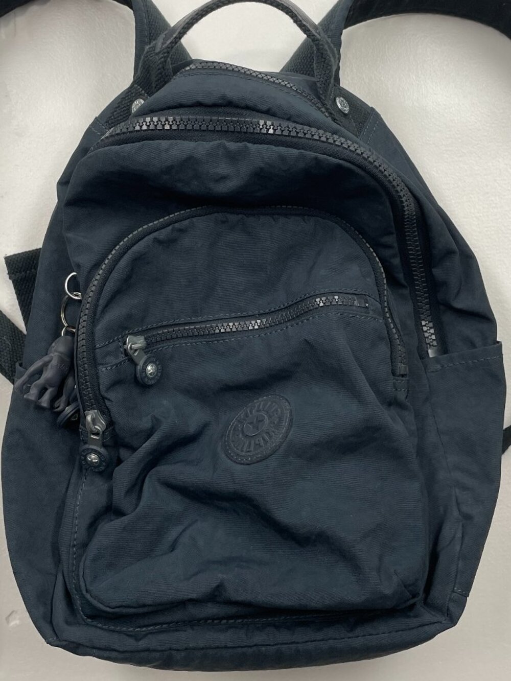 Kipling Seoul Small Black Nylon Backpack with Rubber Monkey Keychain Unisex OS